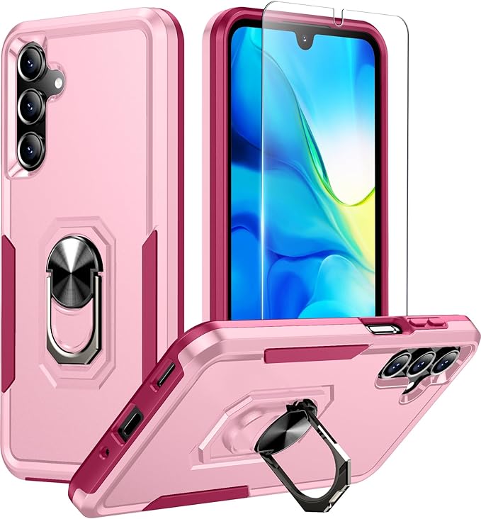 Red2Fire Designed for Samsung Galaxy A16 Case, [Built-in Invisible Stand][Military Grade Shockproof] Non-Slip Heavy Duty Full Body Shockproof Protection Phone Case Galaxy A16 5G Case,Pink