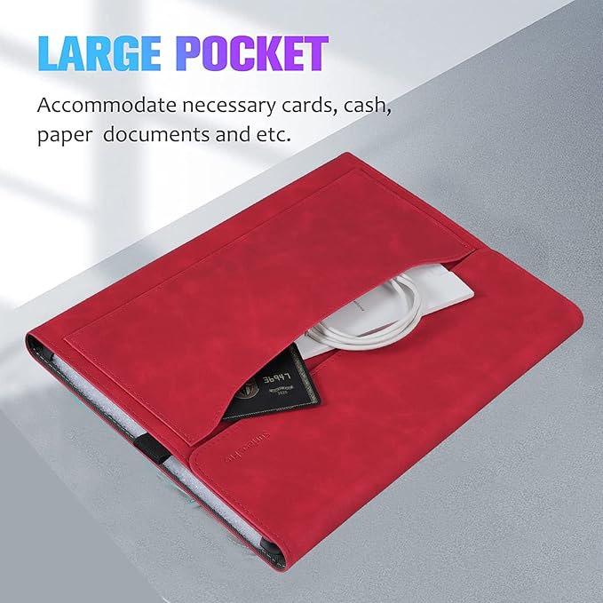 Microsoft Surface Pro 11 / Pro 10 / Pro 9 13 Inch Case, Multiple Angle Viewing Portfolio Business Cover with Pocket & Stylus Holder, Compatible with Type Cover Keyboard. (Red)