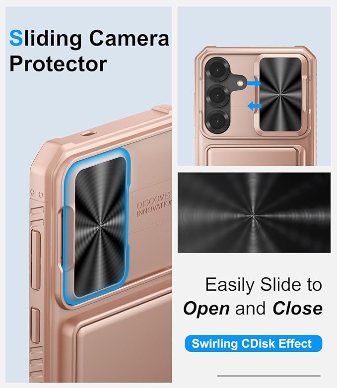 for Samsung Galaxy S25+ Plus Phone Case Wallet, Card Holder (4-5 Cards), RFID Block, Slide Camera Cover, Military Drop, Rugged Heavy Duty Men Women Cases for Samsung Galaxy S25+ Plus, Rose Gold