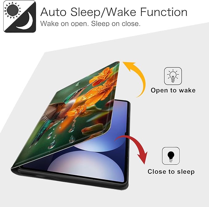 Case for Samsung Galaxy Tab S10 Ultra/Galaxy Tab S9/S8 Ultra 14.6-Inch, Slim PU Leather Stand Cover with Auto Wake/Sleep, Multi-Angle Viewing & Shockproof, Hummingbird