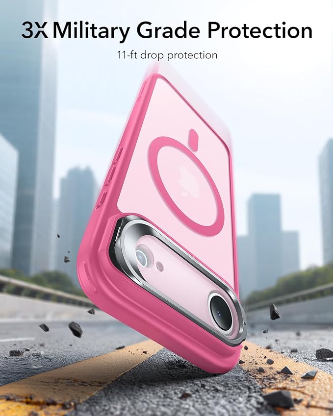 ESR for iPhone Air Case with Stand, Camera Control Cover Compatible with MagSafe, Military-Grade Drop Protection Magnetic Phone Case for iPhone 17 Air Case, Scratch-Resistant Back Cover,Frosted Pink