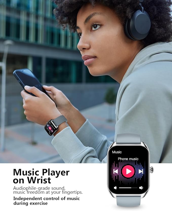 Smart Watch (Answer/Make Call) for Men Women, 2.02" Smartwatch with Heart Rate/Blood Pressure/Blood Oxygen/Sleep Monitor, IPX8 Waterproof Fitness Tracker, 100+ Sports Modes Compatible with iOS Android