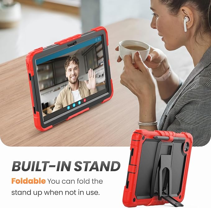 HXCASEAC Tablet Case for Lenovo Tab M11 (TB-330 FU/TB-330XU), Shockproof with Screen Protector/Built-in Stand/Pen Holder, Tab M11 Case for Kids / K11 LTE - Red
