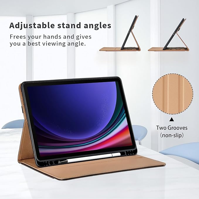 Case for Samsung Galaxy Tab S10 Lite/ S10 FE/ S9 FE 10.9 Inch/ S9 11 Inch, PU Leather Folio Case with S Pen Holder and Pocket, Auto Wake/Sleep Smart Tablet Cover, Black