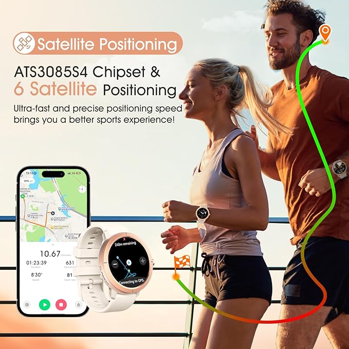 Ultra-high Precision GPS Smart Watches for Women Men, 1.32'' Amoled Screen & 24/7 Heart Rate/Health Fitness Watch, 170+ Sports Modes | 5ATM Waterproof | Compatible Android iOS