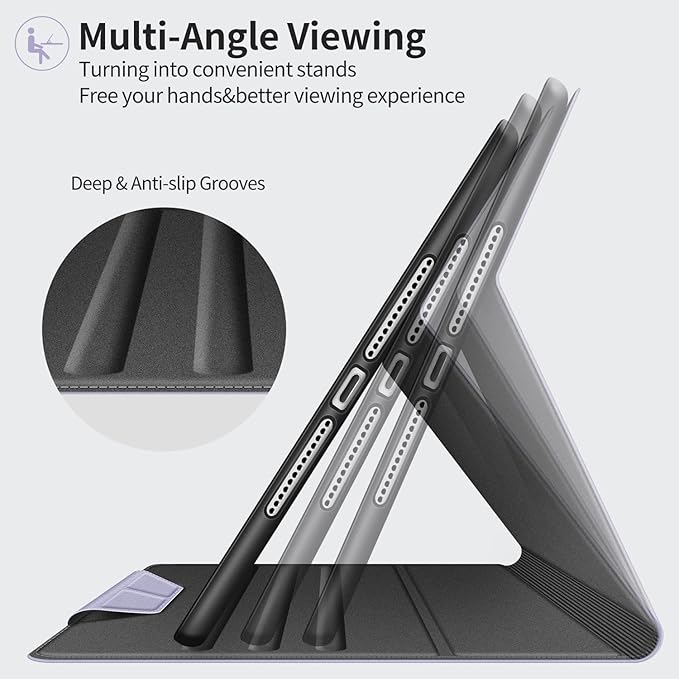 H HOLIMET Case for iPad 9th Generation 10.2 Inch 2021 iPad 8th 7th Generation 2020/2019 with Pencil Holder Vegan Leather Auto Sleep/Wake Smart Shockproof Protective Cover (Purple)