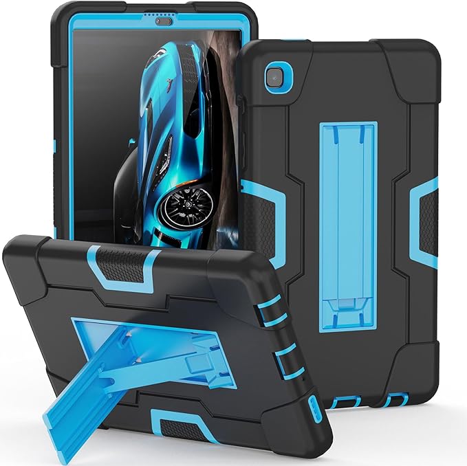 Portable Electronic Device Cover for Samsung Galaxy Tab A7 Lite 8.7 Inch 2021, Heavy Duty Rugged Shockproof Hybrid Tablet Case with Kickstand (Black/Blue, SM-T220/T225/T227U)