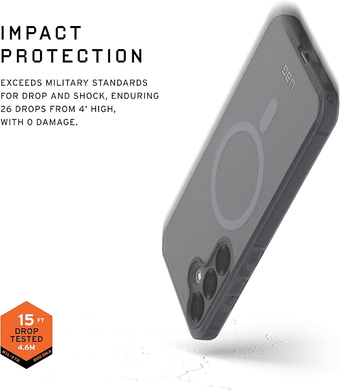 URBAN ARMOR GEAR UAG Designed for Samsung Galaxy S25 Case 6.2" DOT - Compatible with Magnetic Charging Slim Transparent Rugged Military Drop Tested Protective Cover, Ash