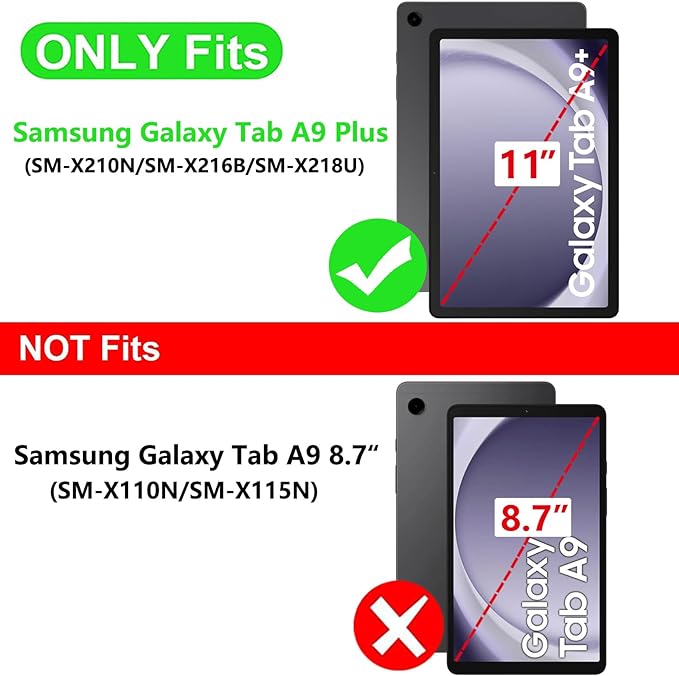 for Samsung Galaxy Tab A9 Plus Case Multiangle Stand for Samsung Tab A9 Plus Tablet Case 11 Inch SM-X210/SM-X216/SM-X218,Black