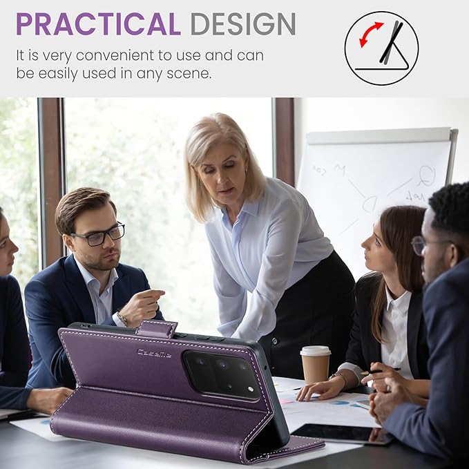 Case for Samsung Galaxy S20 Ultra Wallet Case, RFID Blocking PU Leather Flip Folio Cover Card Holder Kickstand Shockproof Phone Case Compatible with Samsung Galaxy S20 Ultra, Purple