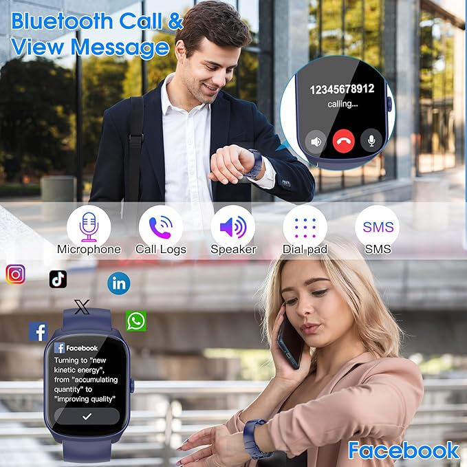 Smart Watch for Men Women, 1.95"HD Curved Screen Smartwatch (Dial/Answer Calls), Heart Rate Sleep Monitor Fitness Smartwatch, 112+Sports Modes Activity Trackers,IP68 Waterproof Watches for Android iOS