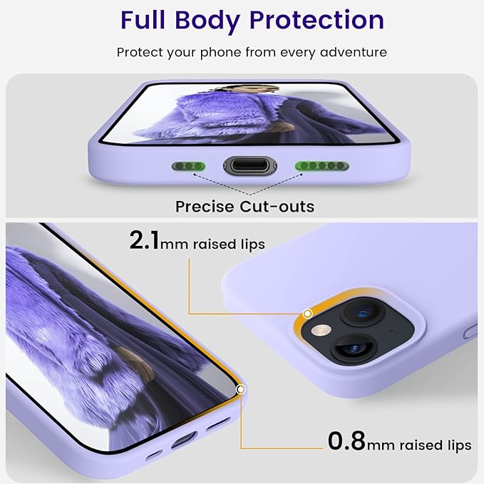 OTOFLY Designed for iPhone 14 Case, Silicone Shockproof Slim Thin Phone Case for iPhone 14 6.1 inch (Light Purple)
