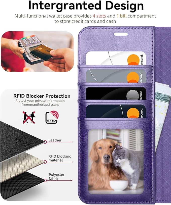OCASE Compatible with Galaxy S25 Plus Wallet Case, PU Leather Flip Folio Case with Card Holders RFID Blocking Kickstand [Shockproof TPU Inner Shell] Protective Phone Cover 6.7 Inch 2025, Purple
