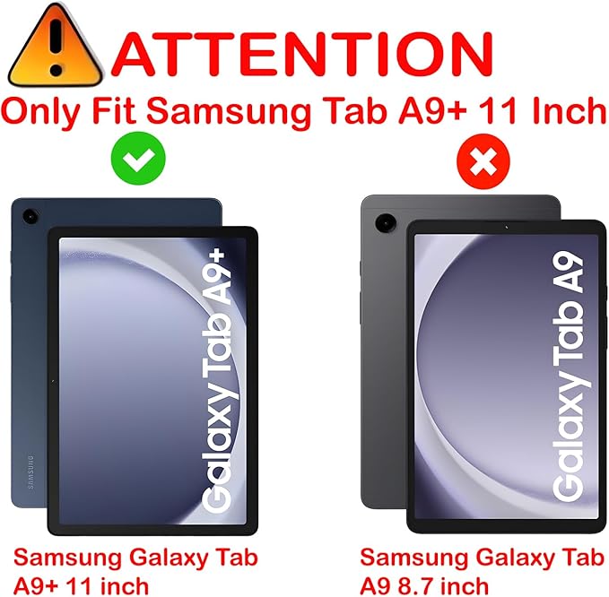 Cover for Samsung Galaxy Tab A9 Plus 11 inch Case Cover, Smart Flip Case Cover for Samsung Galaxy Tab A9+ 11 inch Translucent Back with Stylus Pen, Black