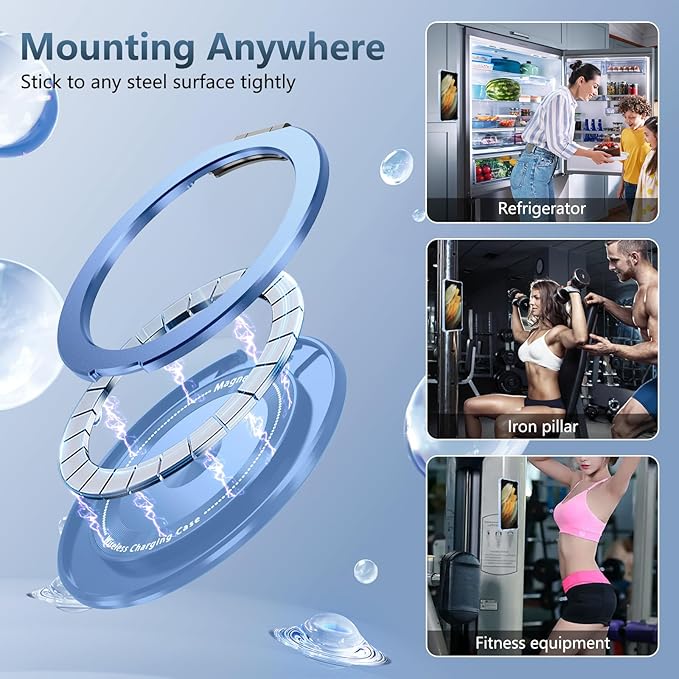 for Samsung Galaxy S21 Ultra Case Compatible Wireless Charging Magnetic,with Screen Protector,for S21Ultra Phone Case with 360°Stand Ring Military Grade Shockproof Heavy Duty Protection Blue