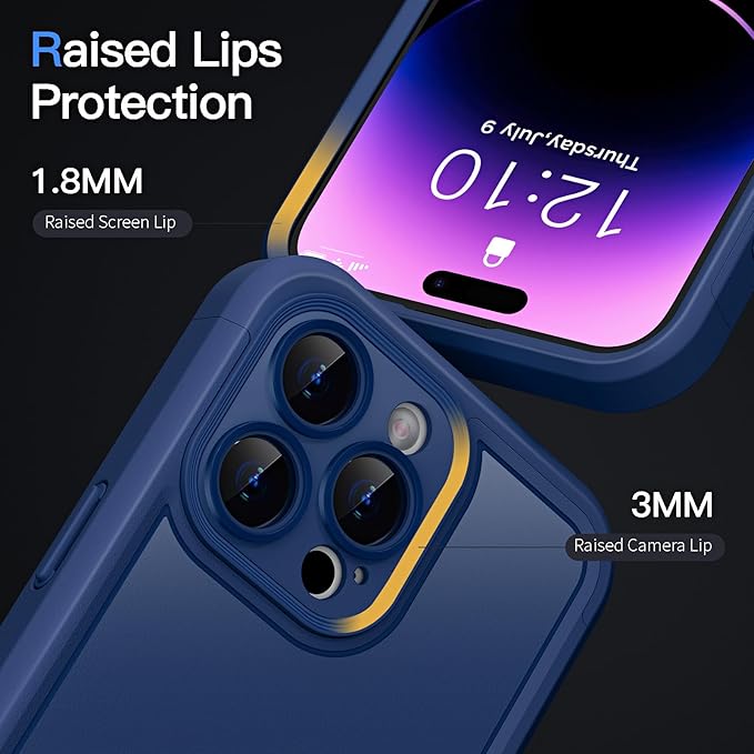 COOLQO Magnetic for iPhone 14 Pro Max Case, Compatible with MagSafe, Dual Layer Design Military Grade Protection, Translucent Matte Scratch-Resistant Back Protective Shockproof Phone Case, Blue