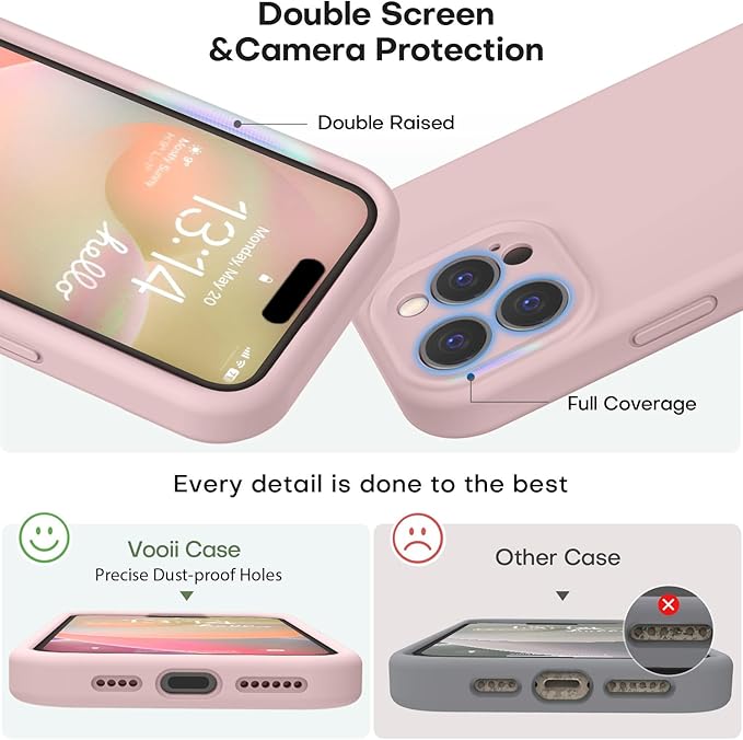 Vooii Compatible with iPhone 16 Pro Max Case, Liquid Silicone Upgrade [Camera Protection] [Soft Anti-Scratch Microfiber Lining] Shockproof Phone Case for iPhone 16 Pro Max 6.9 inch - Pink Sand
