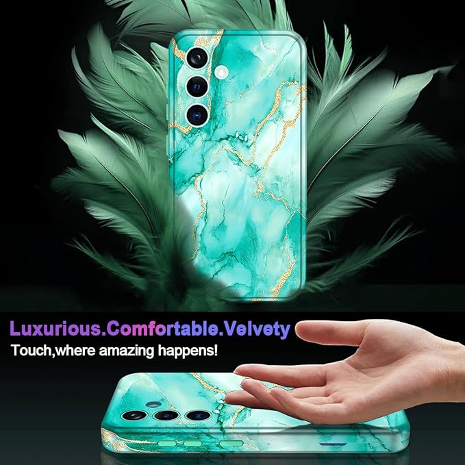 Casetego for Galaxy S24 Case,Compatible with MagSafe,[Military Grade Drop Test] Full Body Protection Slim Shockproof Rugged Marble Women Case for Samsung Galaxy S24 6.2 inch,Turquoise