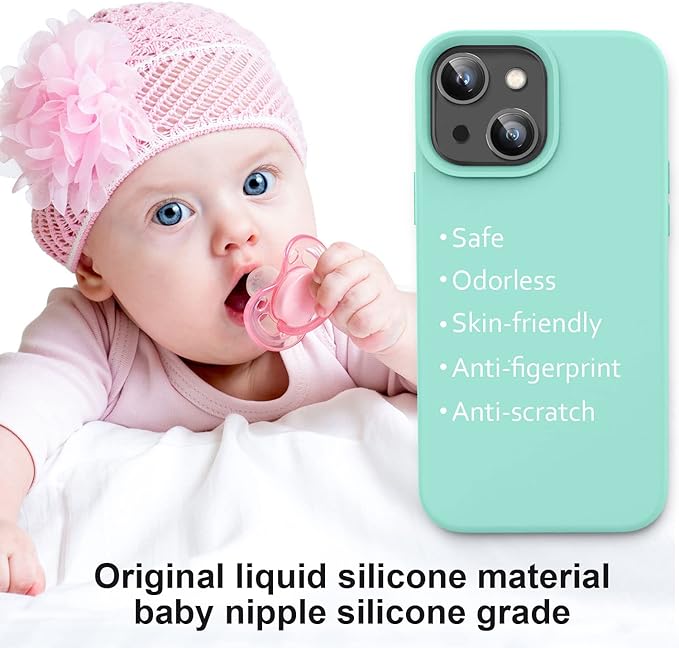 Vooii Compatible with iPhone 14 Case,[Silky Touch Premium Liquid Silicone] [Soft Anti-Scratch Microfiber Lining], Ultra Slim Shockproof Protective Case for iPhone 14 - Sea Blue