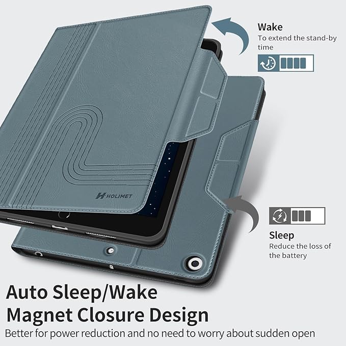 H HOLIMET Case for iPad 9th Generation 10.2 Inch 2021 iPad 8th 7th Generation 2020/2019 with Pencil Holder Vegan Leather Auto Sleep/Wake Smart Shockproof Protective Cover