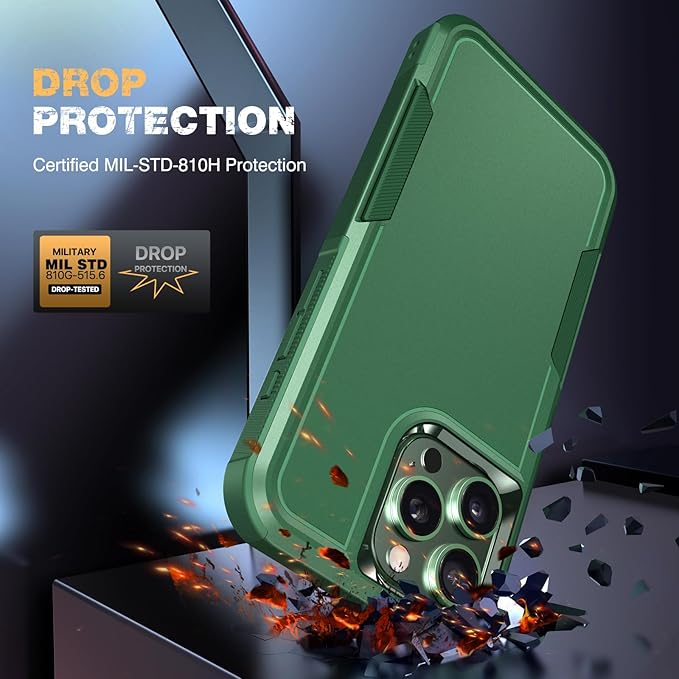 Diaclara Designed for iPhone 13 Pro Max Case, [with Privacy Screen Protector] [Anti Spy] [Military Grade Drop Protection] Heavy Duty Full-Body Shockproof Phone Case, Green