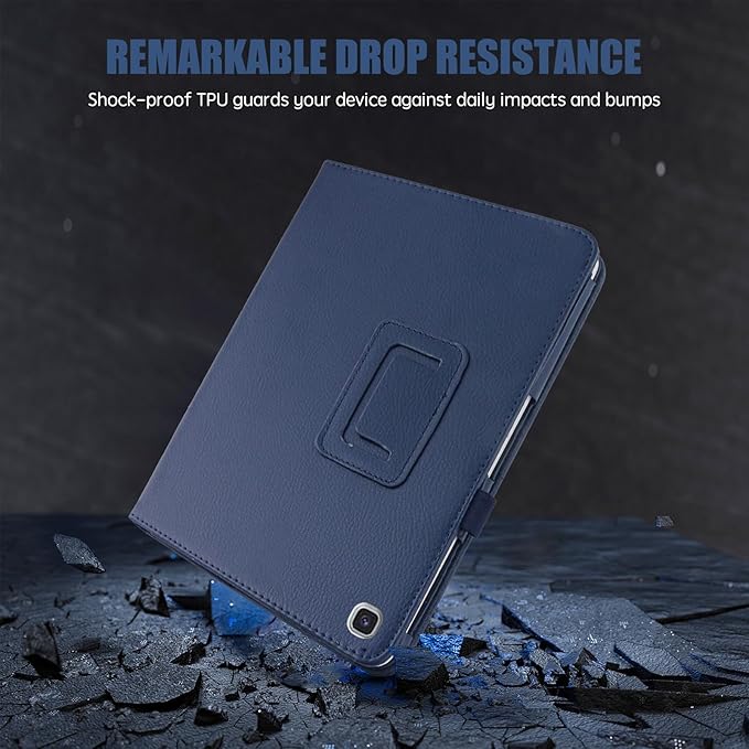 Slim Leather Case for Samsung Galaxy Tab A7 Lite 8.7'' 2021 (SM-T220 T225 T227), Multi-Angle Stand Full-Protective Tablet Cover Book Case with Stylus Pen,Screen Film (Blue)