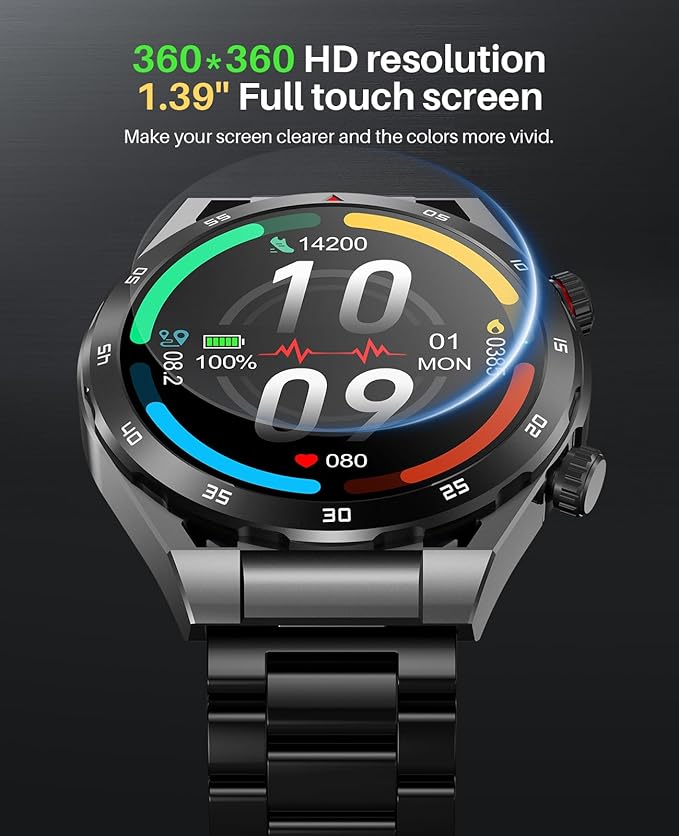 EarlySincere Smart Watches for Men with Blood Pressure, 1.39" HD Fitness Watch, Smartwatches with Heart Rate Blood Oxygen Sleep Monitor for Android and iPhone, Comes with Replaceable Silicone Strap