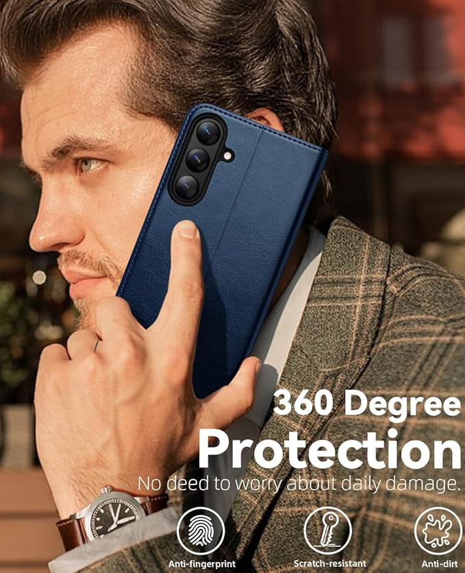 OCASE Compatible with Galaxy S25 Wallet Case, PU Leather Flip Folio Case with Card Holders RFID Blocking Kickstand [Shockproof TPU Inner Shell] Protective Phone Cover 6.2 Inch 2025, Blue