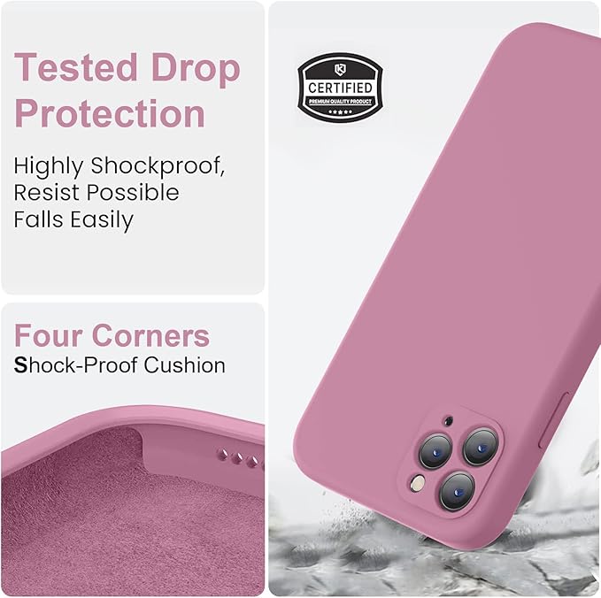 Vooii Compatible with iPhone 11 Pro Case, Upgraded Liquid Silicone with [Flat Edges] [Camera Protection] [Soft Anti-Scratch Microfiber Lining] Phone Case for iPhone 11 Pro 5.8 inch - Lavender Purple