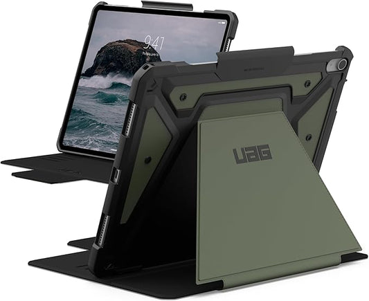 URBAN ARMOR GEAR UAG Designed for iPad Air 13" Case (1st/2nd Gen 2024-2025) M3 A3268 A3269 - Rugged Multi-Angle Viewing Folio Protective Cover w/Pencil Holder & Adjustable Stand, Metropolis SE Olive