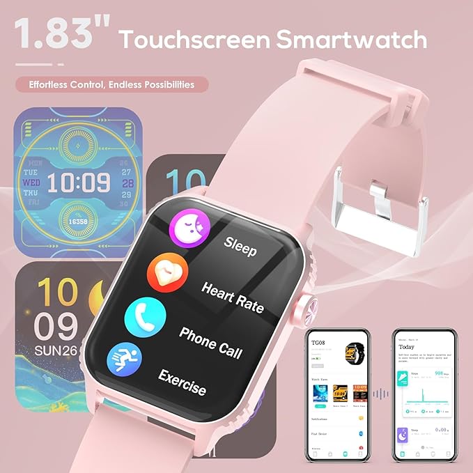 Smart Watches for Women Men, 1.83" HD Smartwatch with 90 Sports Modes, Heart Rate/Sleep Monitor, IP67 Waterproof, Bluetooth Call & Music Control