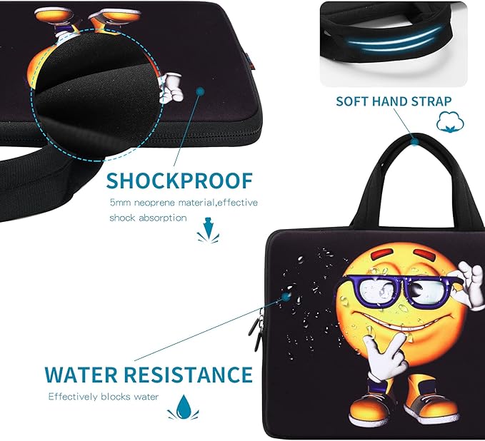 iColor 14 15 15.4 15.6 inch Laptop Handle Bag Case Pouch Holder Notebook Sleeve Neoprene Cover Soft Carring Travel Case for Chromebook 14 15 MacBook Cute Boy ICB-06