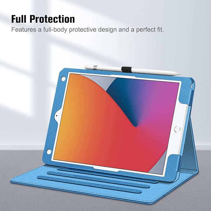 Fintie Case for iPad 9th / 8th / 7th Generation (2021/2020/2019) 10.2 Inch - [Corner Protection] Multi-Angle Viewing Stand Cover with Pocket & Pencil Holder, Auto Sleep Wake, Royal Blue
