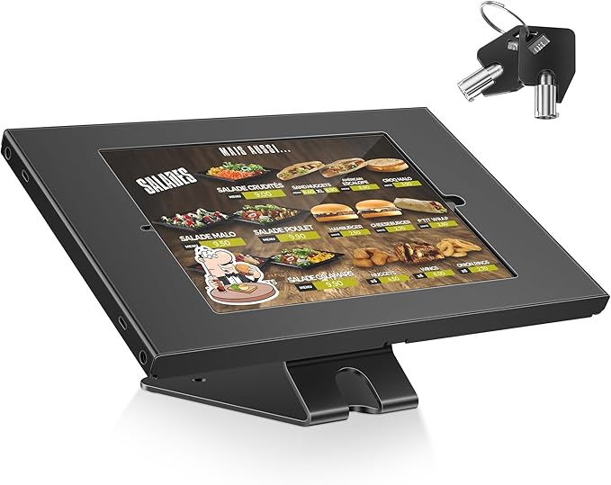 AboveTEK Anti-Theft Tablet Stand – iPad Locking & Security Stand, Countertop & Wall Mount POS Stand, 360° Swivel Kiosk Stand for iPad/iPad Air/iPad Pro – Ideal for Retail Business (Black)