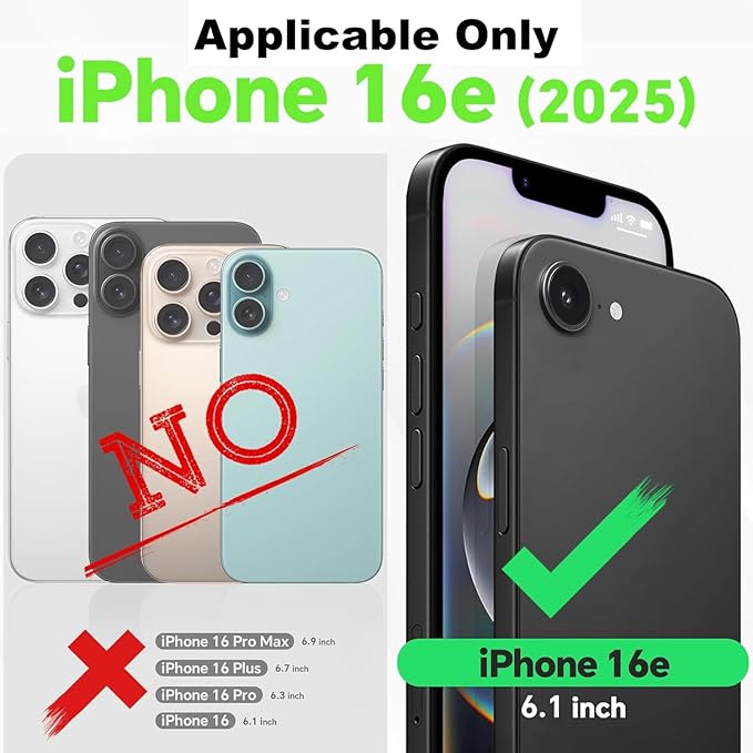 Compatible iPhone 16e Wallet Case with Card Holder RFID Blocking PU Leather Doubles as a Wallet Unisex Flip Shockproof Protection with Card Slots Ring Wrist Kickstand Function,Black