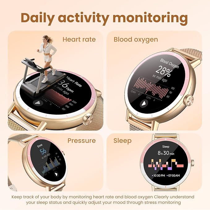 Smart Watch for Men/Women Android & iPhone, 1.27" Touch Screen Fitness Tracker with Answer/Make Calls, IP68 Waterproof Heart Rate/Sleep/SpO2 Monitor, Pedometer, 100+ Sport Modes