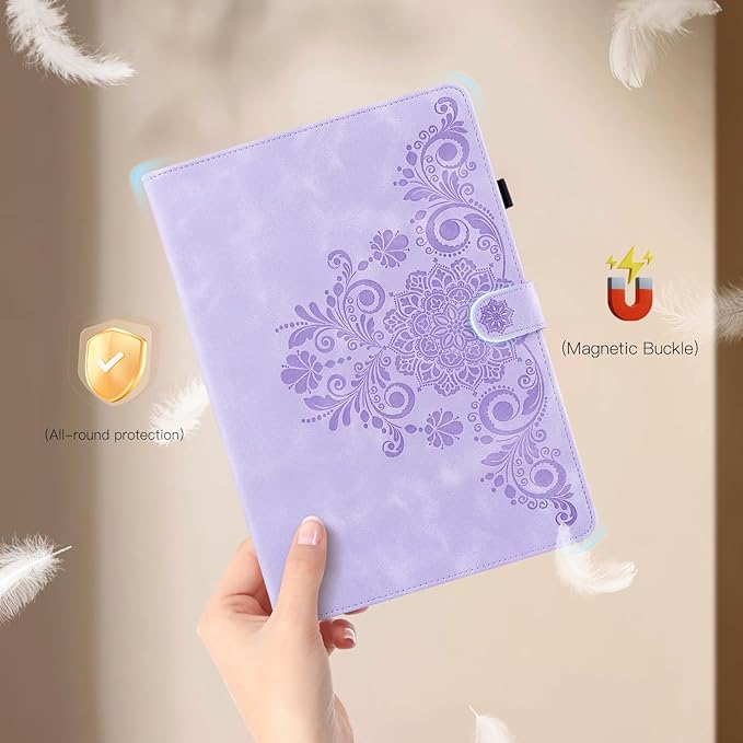 Mantala Funda para for Galaxy Tab A 2019 Case, Soft Touch Faux Leather with Card Slots and Kickstand, Water-Proof Precise Cutouts Compatible with Funda para Samsung Galaxy Tab A 10.1 2019 Purple