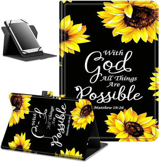 for Lenovo Tab M9 Case,9 inch Tablet Cover, Magnetic Closure Travel Portable Protective Case with 360 Degree Rotating Stand for Lenovo Tab M9 TB-310FU 2023-Sunflower Matthew 19:26