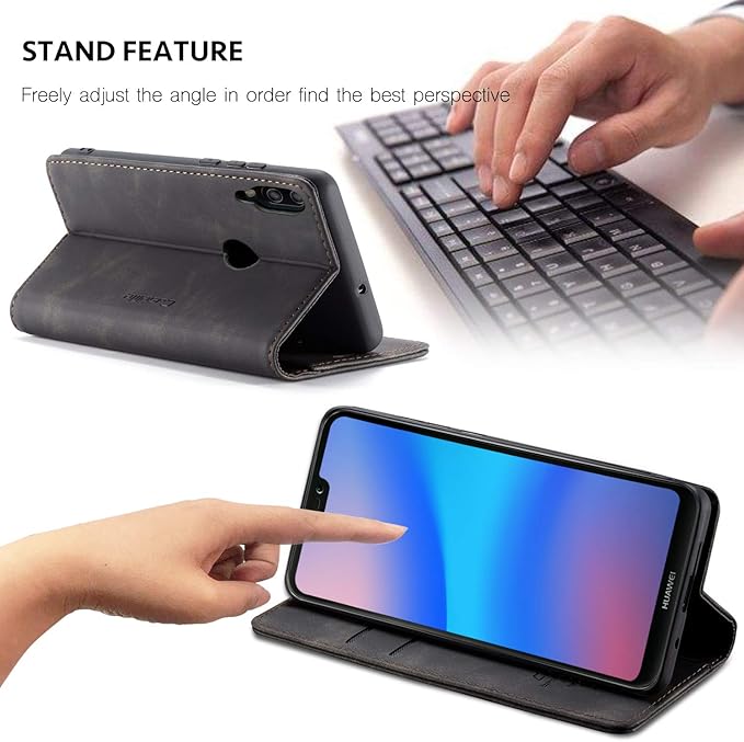 for Huawei P20 Lite Case, Flip Wallet Leather Case with Card Holder Magnetic Closure Shockproof Kickstand Protective Phone Cases Cover for Huawei P20 Lite,Black