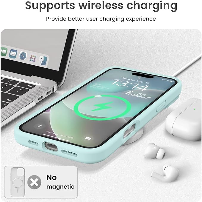 Vooii Compatible with iPhone 16 Plus Case, Liquid Silicone Upgrade [Camera Protection] [Soft Anti-Scratch Microfiber Lining] Shockproof Phone Case for iPhone 16 Plus 6.7 inch - Mint