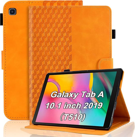 Case for Samsung Galaxy Tab A 10.1 2019 Model SM-T510/T515/T517 Magnetic Shell Foldable Cover with Card Holder Multi-Angle Galaxy Tab T510,Orange