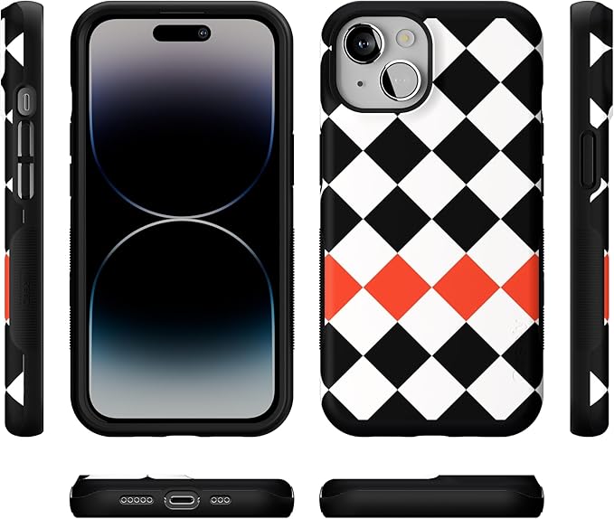 Casely iPhone 14 Case | Checkerboard | High Contrast Design | Compatible with MagSafe | Bold Protective Design