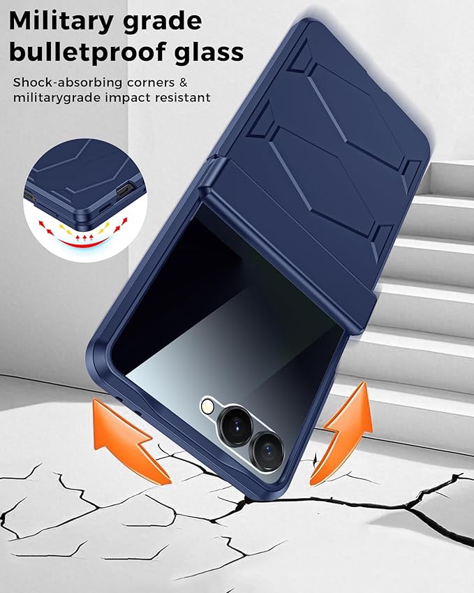 for Samsung Galaxy Z Flip 7 Case,Built-in Privacy Screen Protector&Hinge Protection Shockproof All-Inclusive Smartphone Cover for Samsung Galaxy Z Flip 7(Blue)