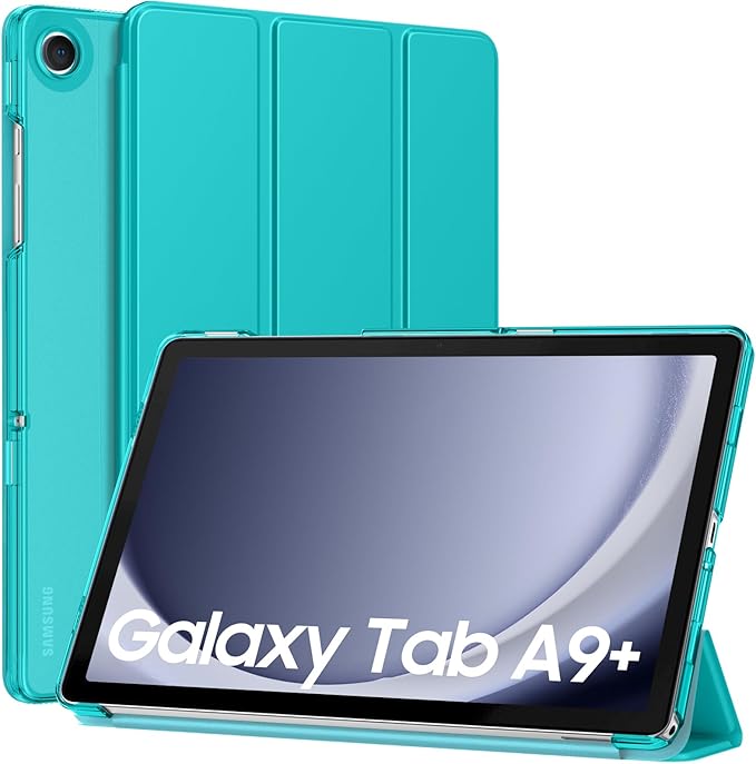 MoKo Case for Galaxy Tab A9+/A9 Plus 11 inch 2023, Slim Stand Protective Smart Cover with Hard PC Translucent Back Shell for Tab A9 Plus Tablet (SM-X210/X216/X218), Auto Wake/Sleep, Pagoda Blue