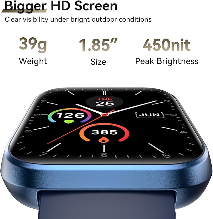 Smart Watches for Women Men, 1.85" AMOLED Screen Smartwatch Compatible iPhone Android Phone (Answer/Make Call), 24/7 SpO2 Sleep Heart Rate Monitor,3ATM Waterproof, Fitness Tracker Watch 120+ Sport