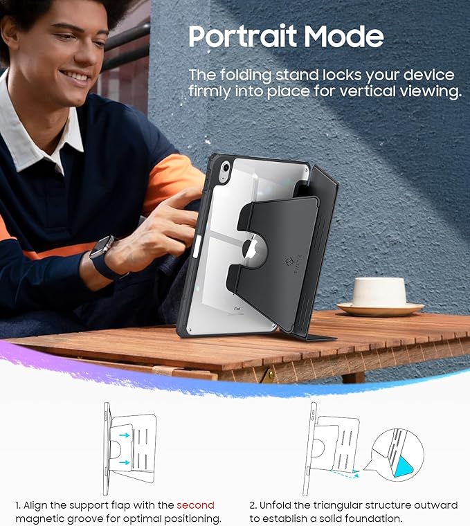 Fintie Vertical Stand Case for iPad (A16) 11th Generation 11 Inch (2025), iPad 10th Generation 10.9 Inch (2022), Multi-Angle Viewing Clear Cover with Pencil Holder, Magnetic Ultra-Stable, Black