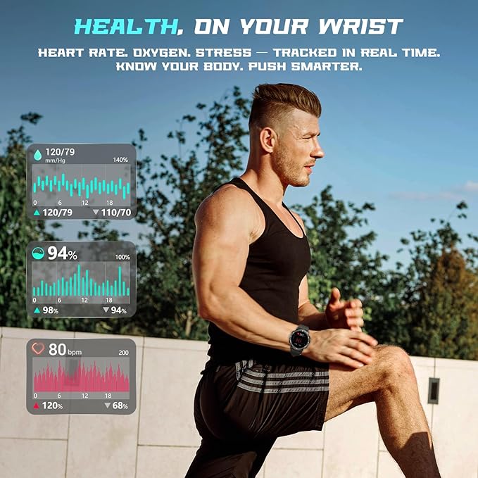 Smart Watch for Men- Bluetooth Call, IP68 Fitness Watch, 24/7 Sleep Monitor, Fitness Step Tracker Watch with 110 Sports Mode, Smartwatch for Android iOS (Black, 1.39)