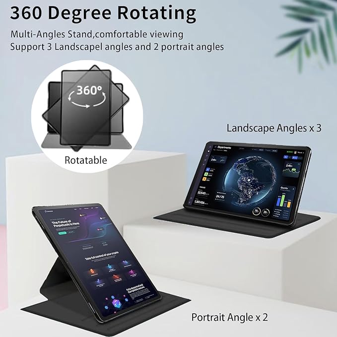 Case for Samsung Galaxy Tab S10 FE / S9 FE 5G 10.9 inch & Tab S9 11 inch, PU Leather 360° Rotating Stand Cover, Auto Sleep/Wake, Folio Smart Protective Cover, Blue Daisies