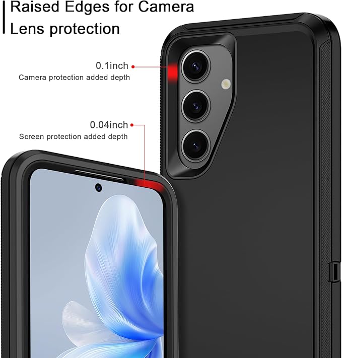 for Samsung Galaxy S24 Plus Case Heavy Duty Protective Shockproof Dropproof 3-Layer Full Body Protection [Without Screen Protector] Tough Rugged Case for Galaxy S24 Plus,Black