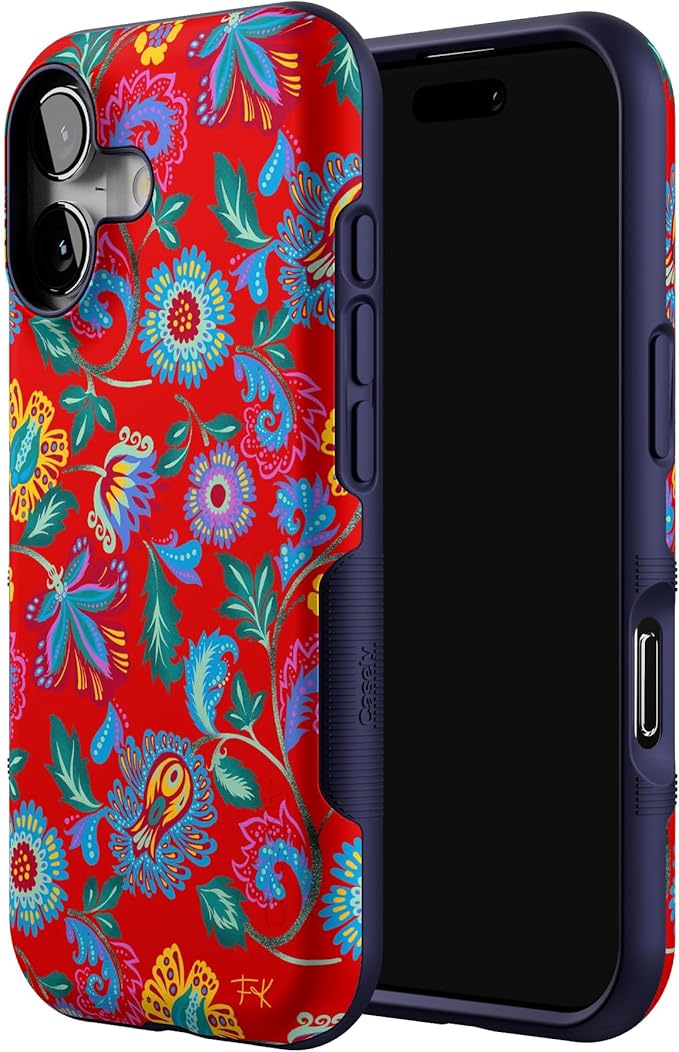 Casely iPhone 17 Case | Painted Flowers | Frida Kahlo Floral | Bold Protective Design | Compatible with MagSafe